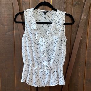 XS Banana Republic Sleeveless Blouse (white / red dots)